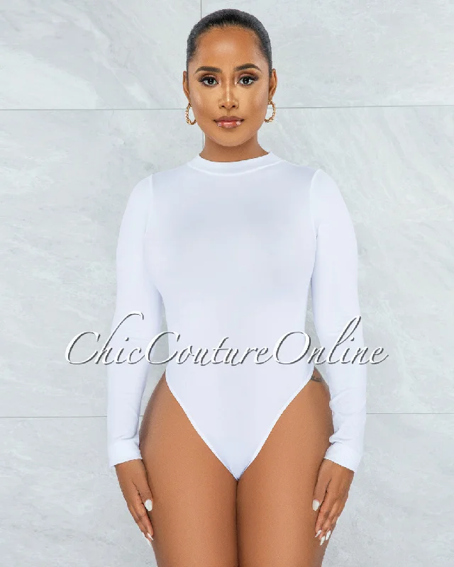 Libertad White Mock Long Sleeves Bodysuit