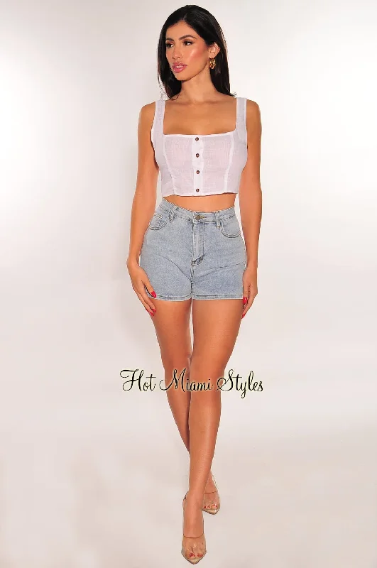 light-denim-high-waist-lace-up-back-shorts