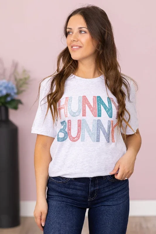 Light Grey Multicolor Hunny Bunny Graphic Tee