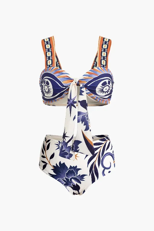 Tribal Print Two-Piece Swimsuit Bikini Set