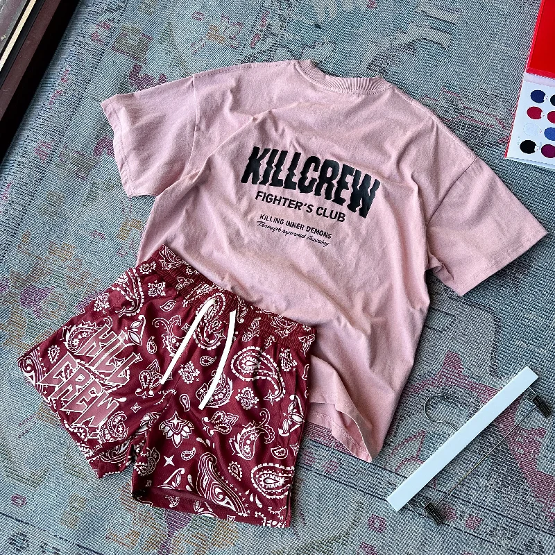 muay-thai-shorts-mid-thigh-cut-bandana-red-cream