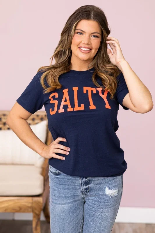 Navy and Orange Salty Graphic Tee