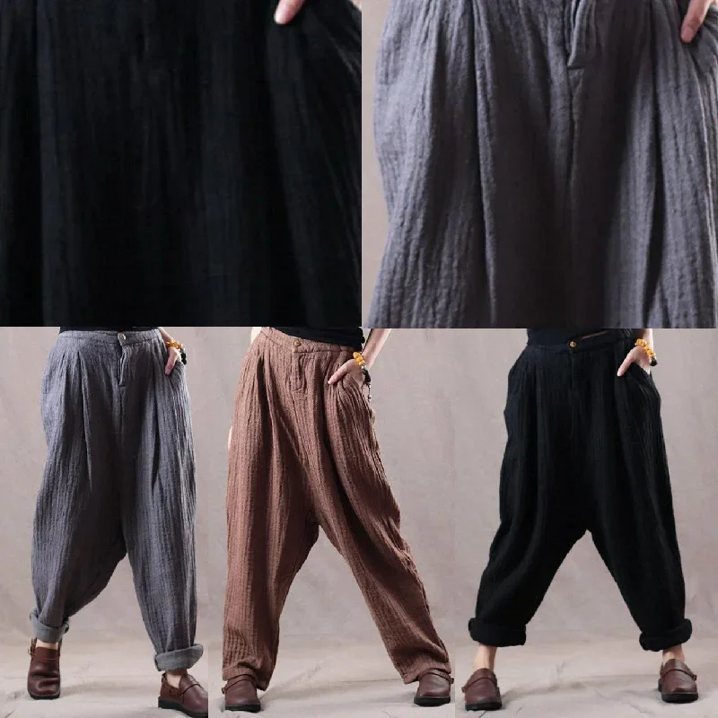 new-black-oversize-linen-trousers-women-vintage-pants