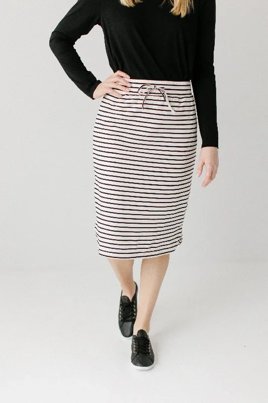 'Olivia' Skirt in Cream with Black Stripes FINAL SALE