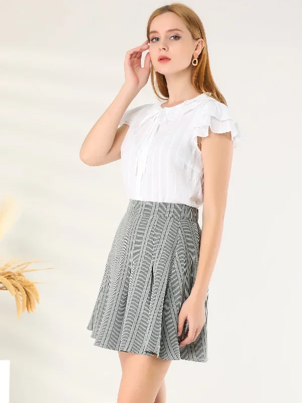 Plaid Pleated Check A Line High Waist Work Mini Skirt