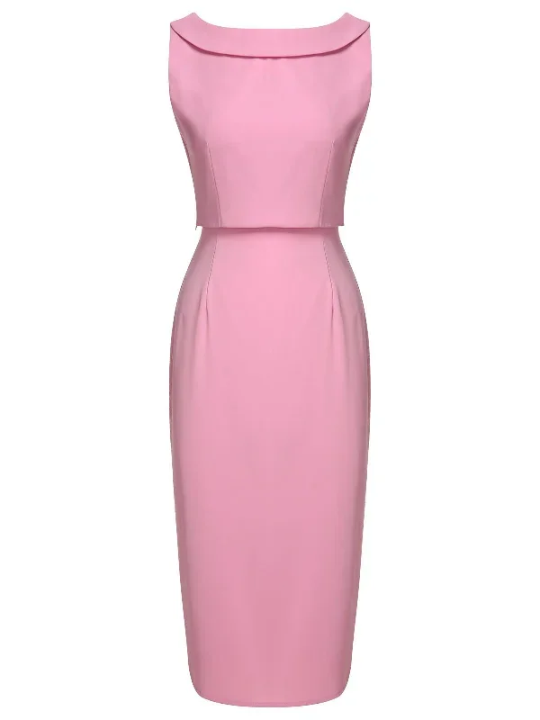 pale-pink-1960s-solid-bow-pencil-dress