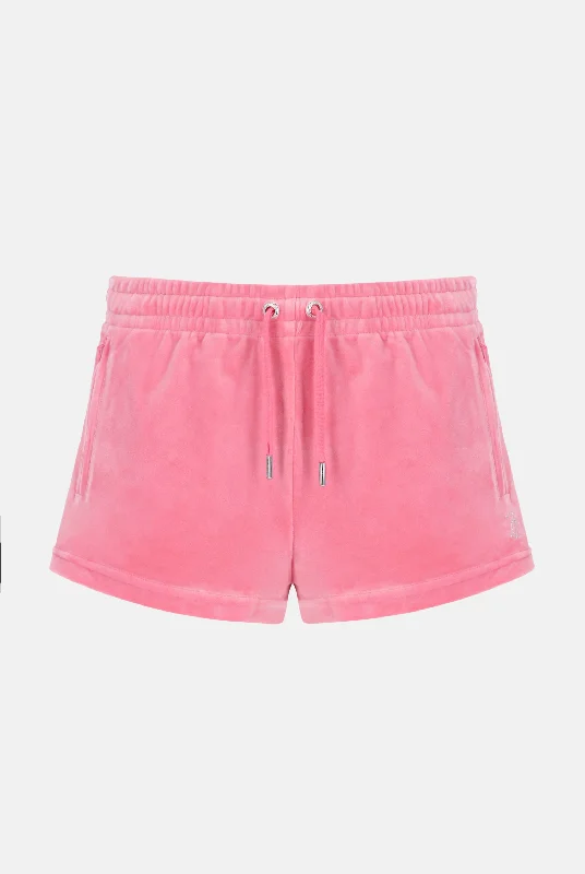 PINK LEMONADE VELOUR DIAMANTE TRACK SHORTS