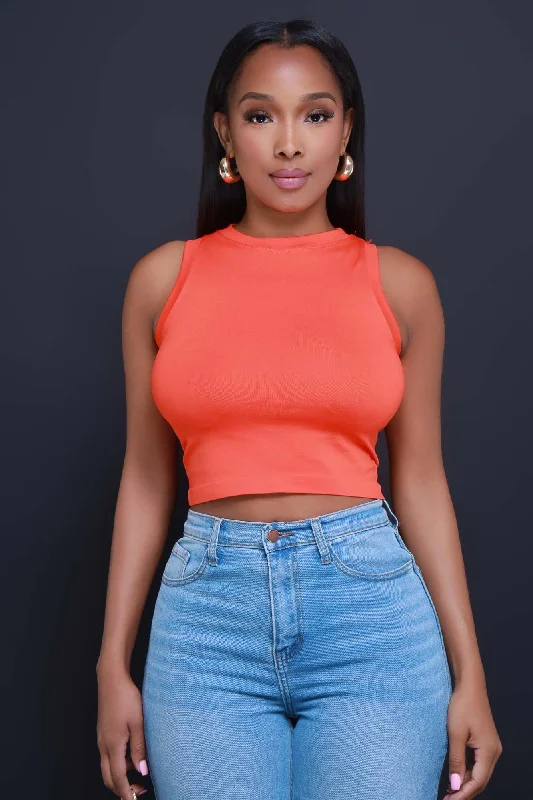 Re-Entry Sleeveless Crop Top - Orange