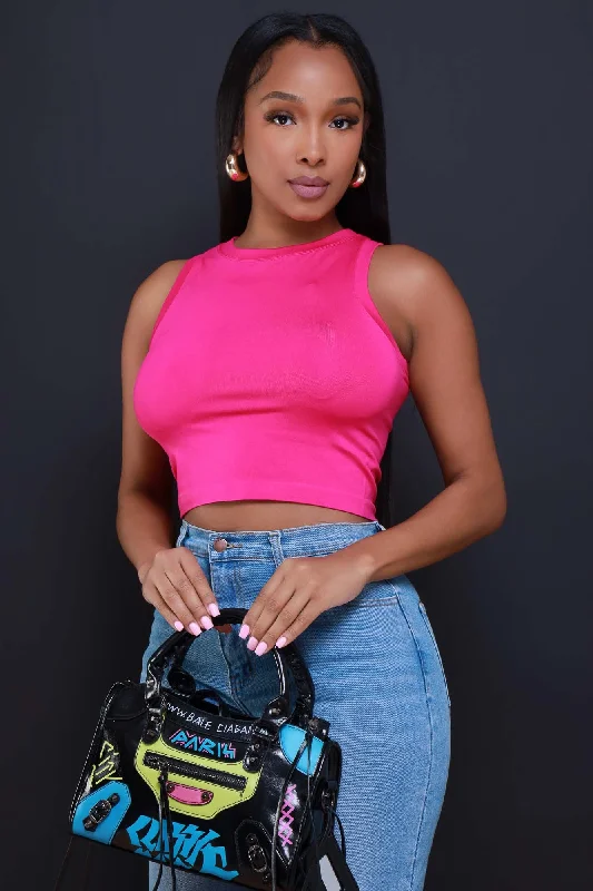 Re-Entry Sleeveless Crop Top - Pink