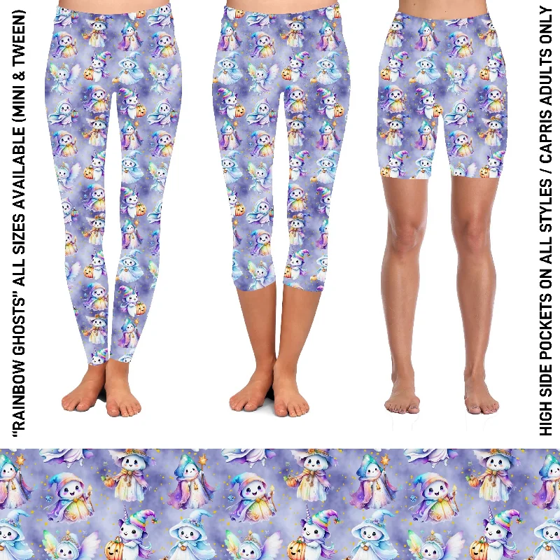 RTS - Rainbow Ghosts Biker/Capris/Leggings with High Side Pockets