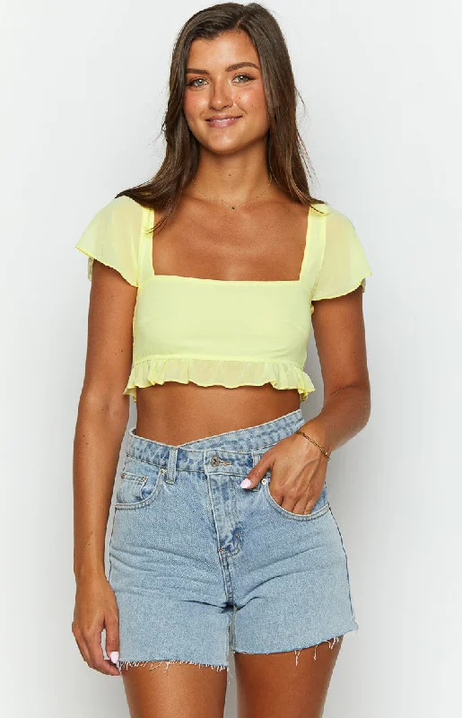 Rylee Yellow Chiffon Crop Top