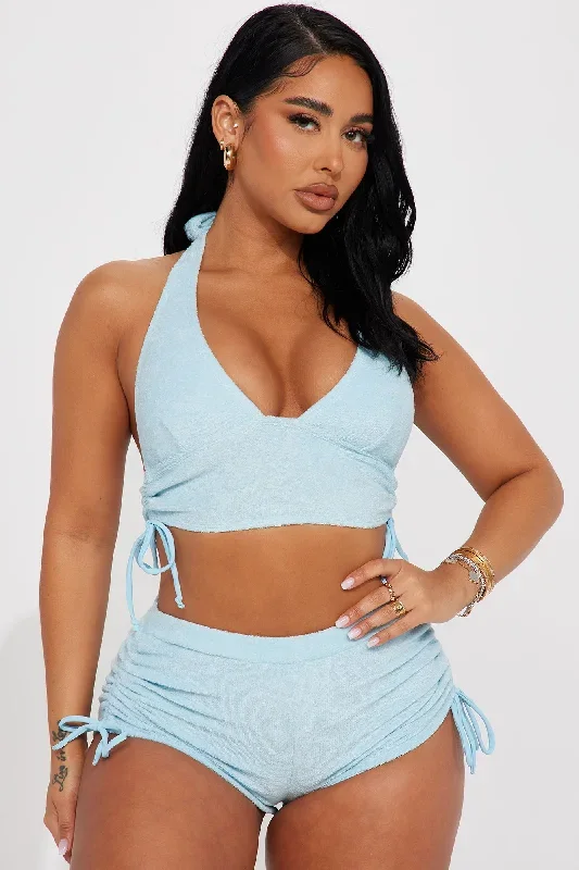 Sabrina Halter Terry 2 Piece Bikini - Light Blue