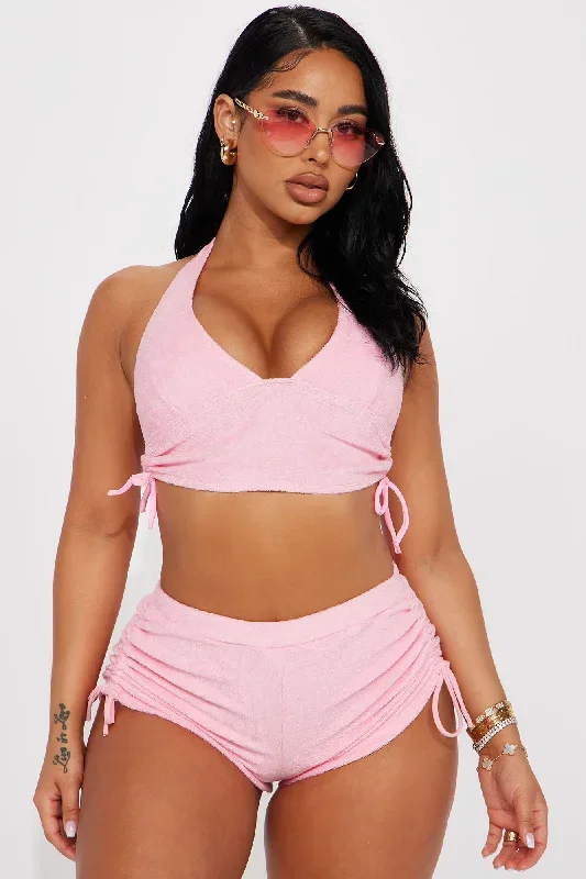 Sabrina Halter Terry 2 Piece Bikini - Pink