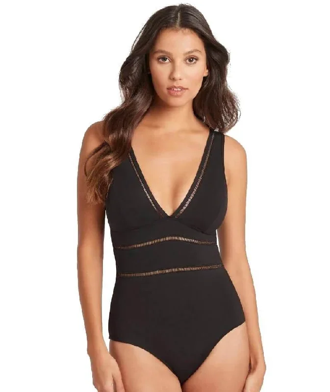 Sea Level Essentials Spliced B-DD Cup One Piece Swimsuit - Black