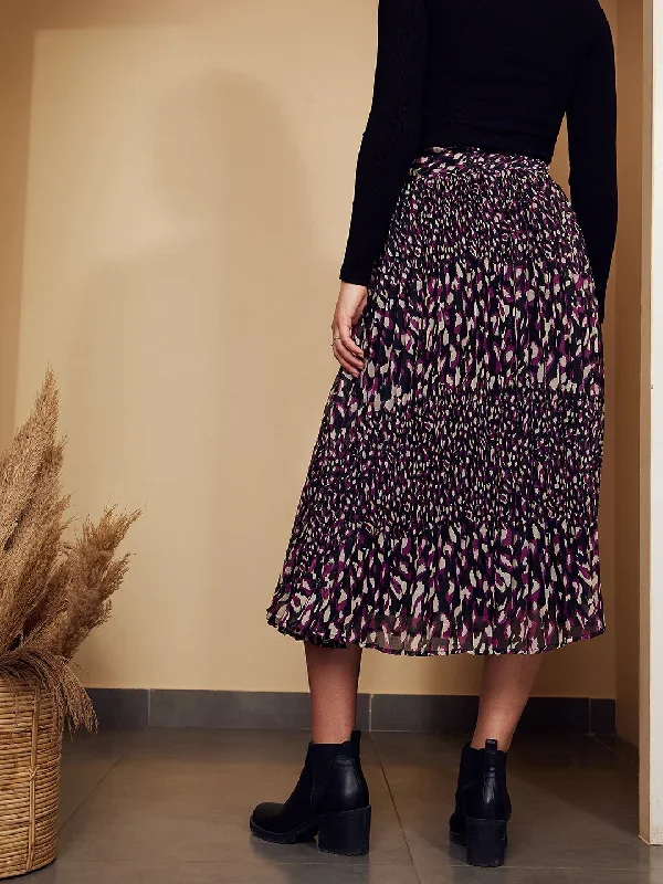 sk5044bk-berrylush-women-black-purple-animal-printed-high-rise-waist-slip-on-pleated-a-line-midi-skirt