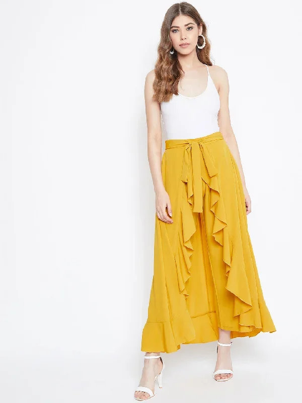 sk539yl-yellow-solid-ruffled-flared-maxi-skirt-with-attached-trousers