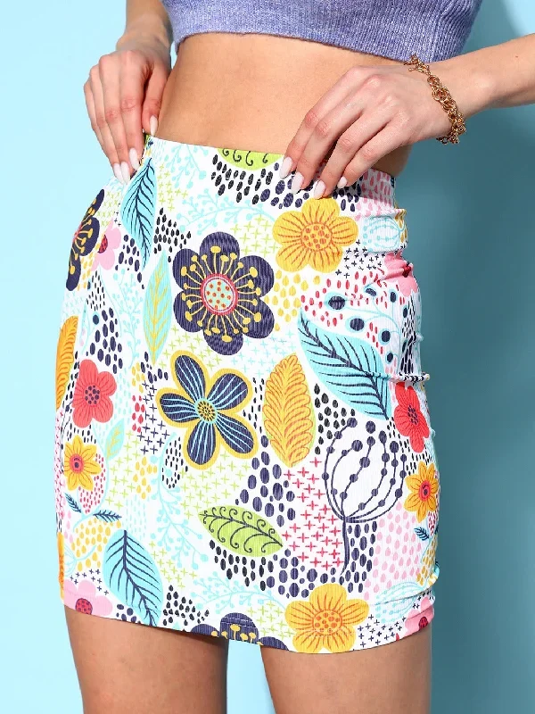 sk6024wh-berrylush-women-white-multicolour-floral-printed-crepe-slip-on-straight-hem-pencil-mini-skirt