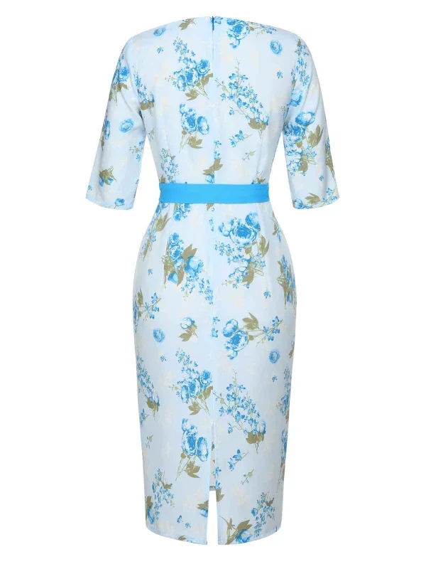 sky-blue-1960s-floral-belted-pencil-dress