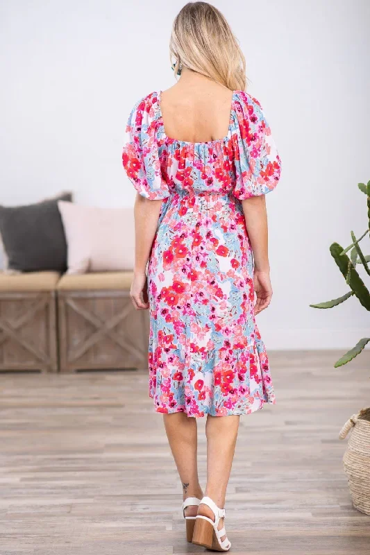 sky-blue-and-pink-puff-sleeve-floral-dress