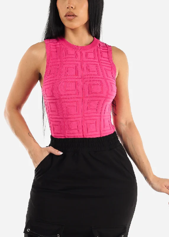 sleeveless-crewneck-textured-bodysuit-hot-pink-sw3062htpnk