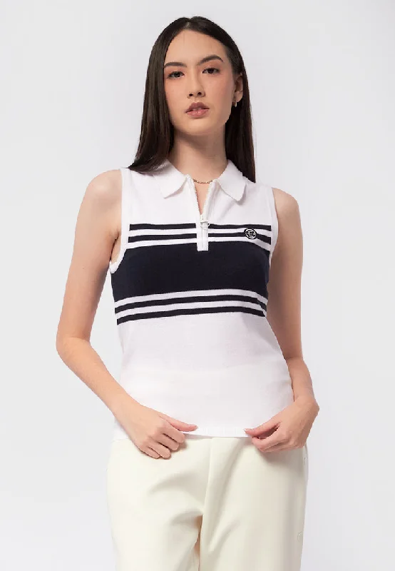 Sleeveless Knit Polo Top