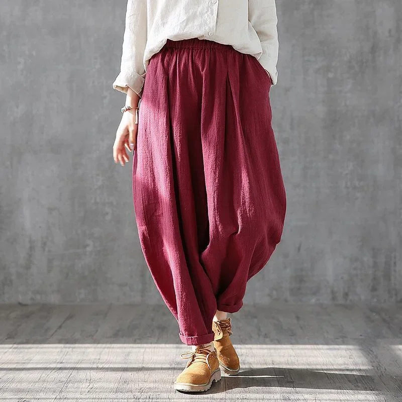 Style cotton Fun Women Vintage Loose Casual Harem Pants