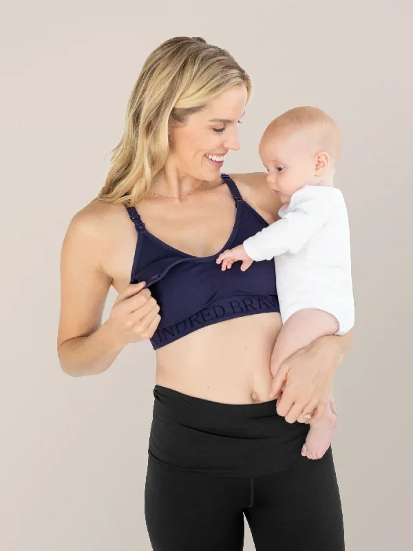 Sublime Hands-Free Pumping & Nursing Sports Bra | Navy