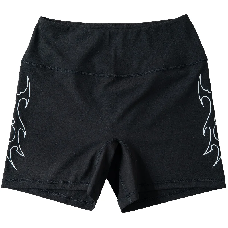 TRIBAL BIKER SHORTS - BLACK / WHITE