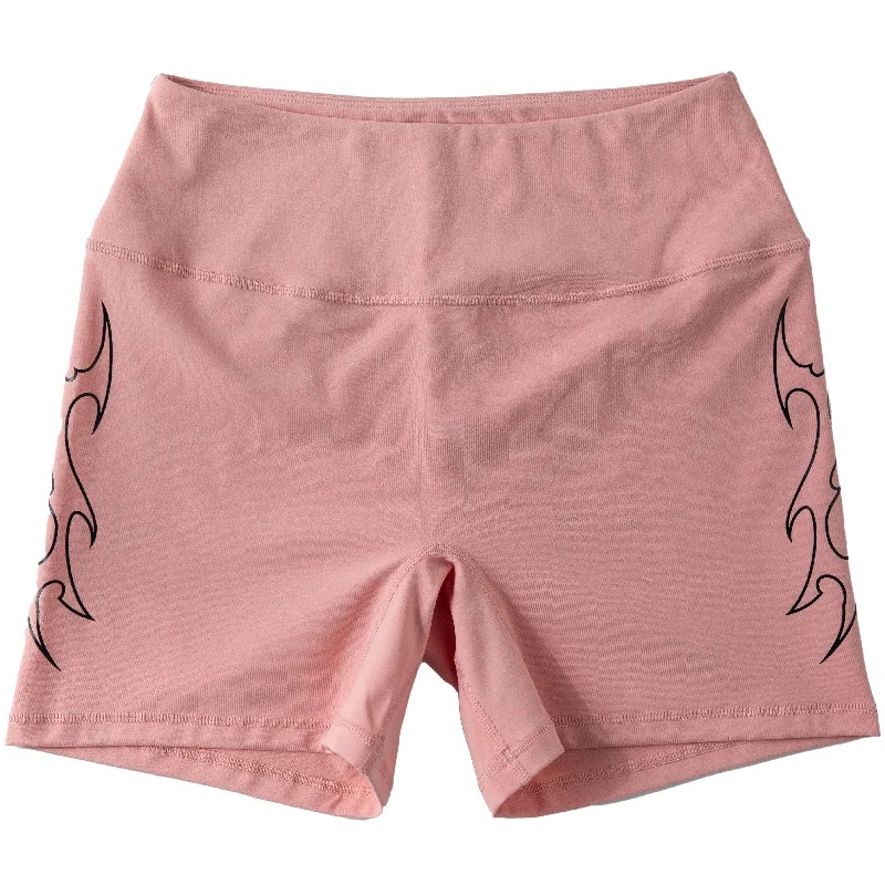 TRIBAL BIKER SHORTS - PEACH / BLACK