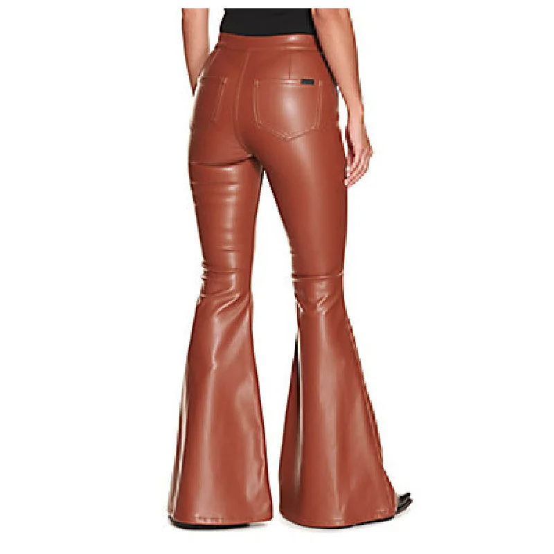 Rock & Roll Denim High Rise Flare Pleather Pants - FINAL SALE