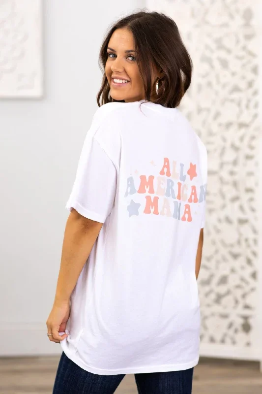 White All American Mama Graphic Tee