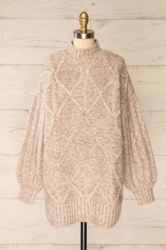 Wilfric Taupe | Oversized Thick Knit Sweater