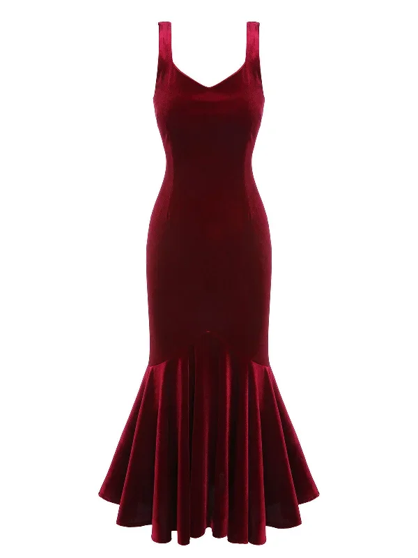 wine-red-1930s-strap-velvet-mermaid-dress