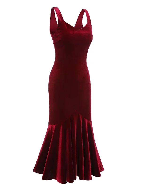 wine-red-1930s-strap-velvet-mermaid-dress