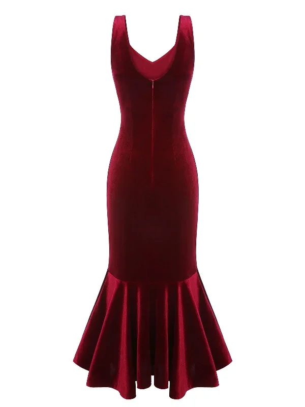 wine-red-1930s-strap-velvet-mermaid-dress