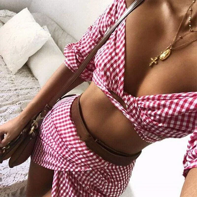 women-2-piece-plaid-crop-top-bodycon-skirt-sexy-ladies-casual-summer-beach-party-mini