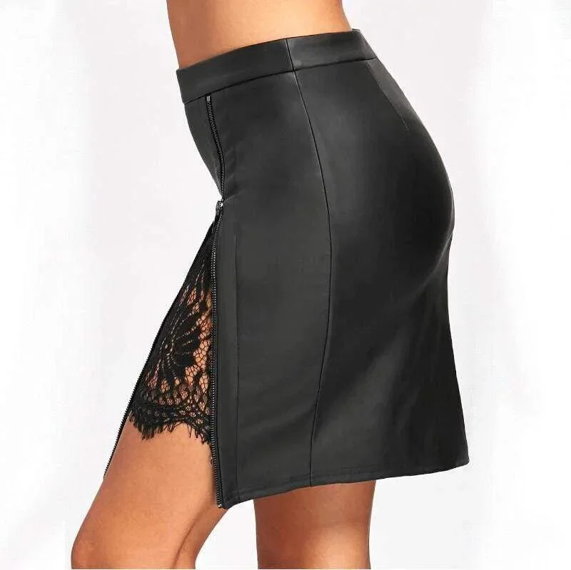 women-formal-lace-leather-high-waist-short-skirt-ol-ladies-summer-casual-bodycon-slim