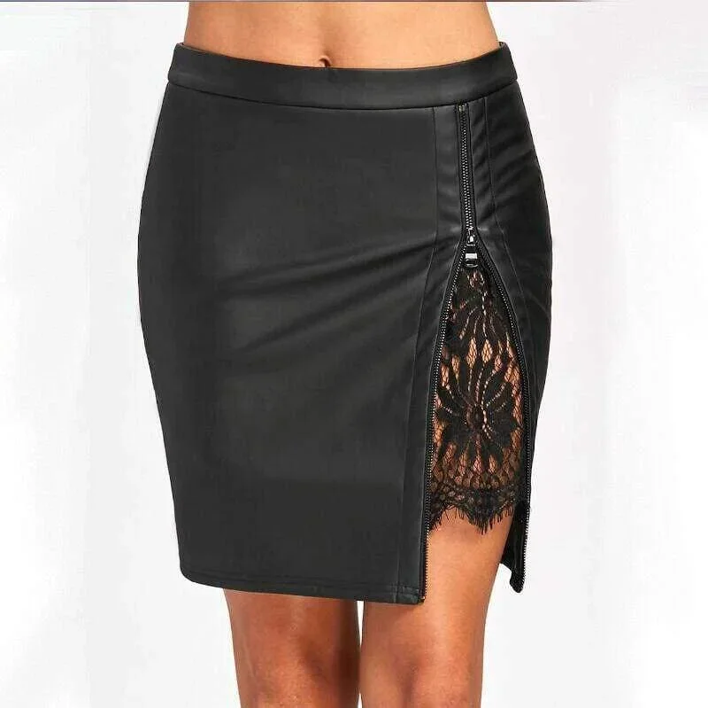 women-formal-lace-leather-high-waist-short-skirt-ol-ladies-summer-casual-bodycon-slim