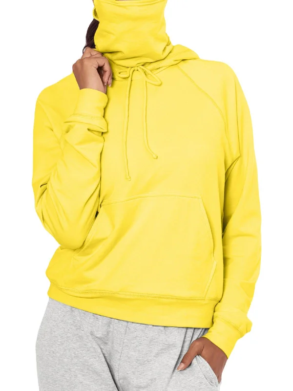 Womens Solid Built In Mask Hoodie