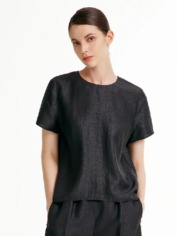 Xiang Yun Silk Short Sleeve Woven T-shirt