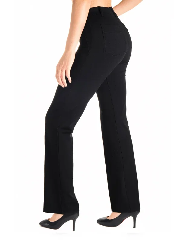 Bootcut Yoga Dress Pants, Back Pockets (Black)