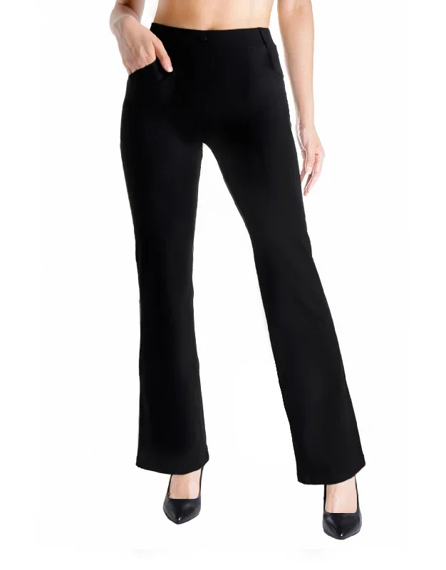 Bootcut Yoga Dress Pants, 4 Pockets (Black)