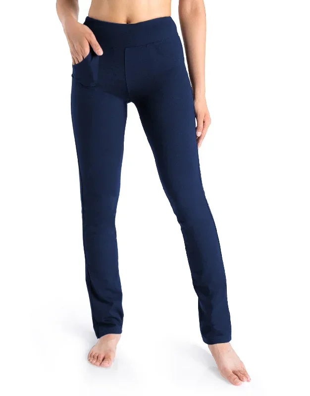 Straight Leg Yoga Pants, 5 Pockets (Navy Blue)